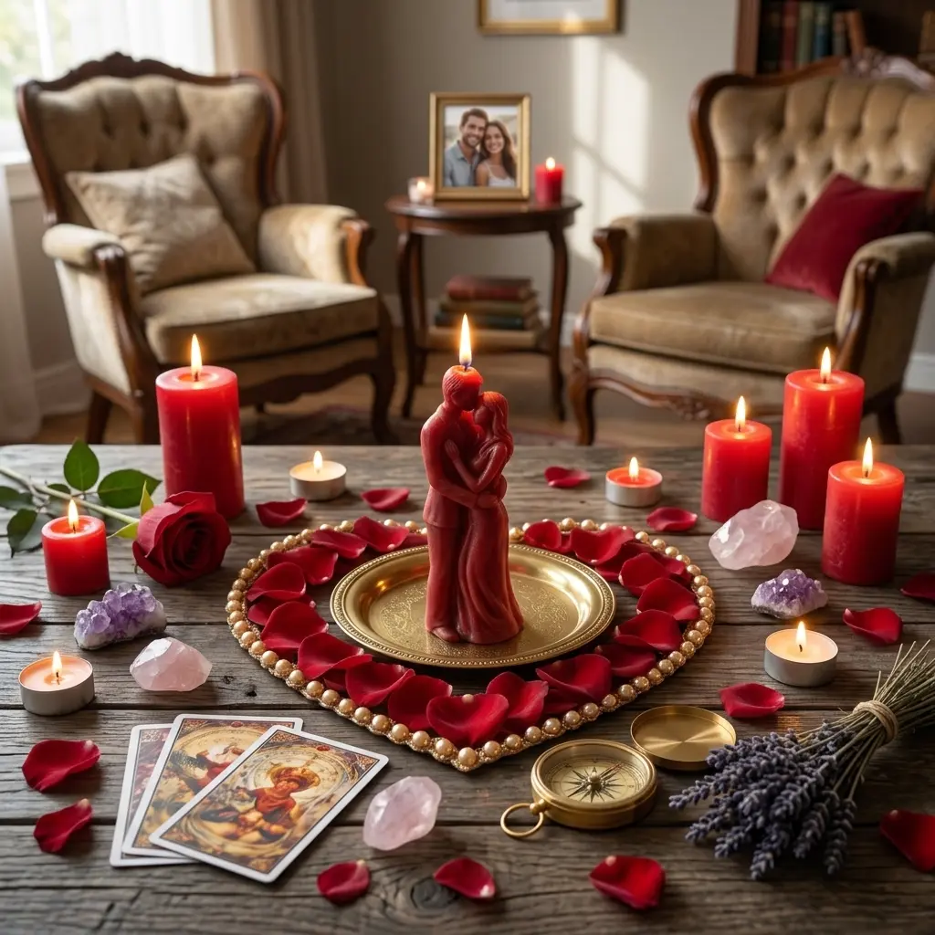 Vela simbólica para ritual de amor